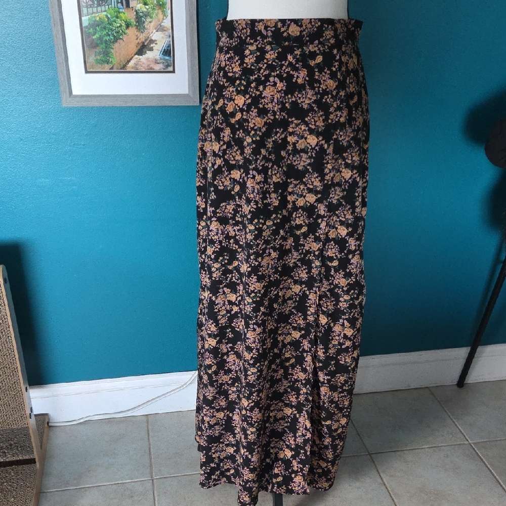 SHEIN Black Floral Maxi Skirt